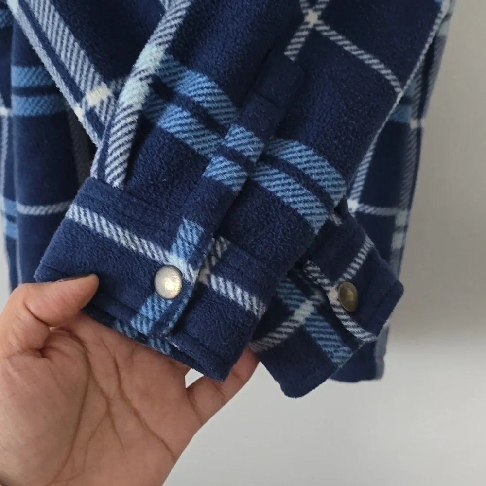 Freedom Foundry Kids Blue Plaid Sherpa Fleece Jacket Sweater Boys 5/6 XS